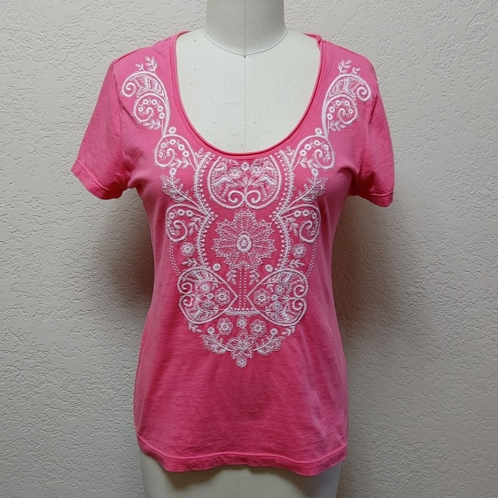 Cotton embroidered tee